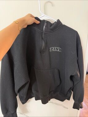 PINK Victoria's Secret Black Half-Zip Pullover Sweatshirt